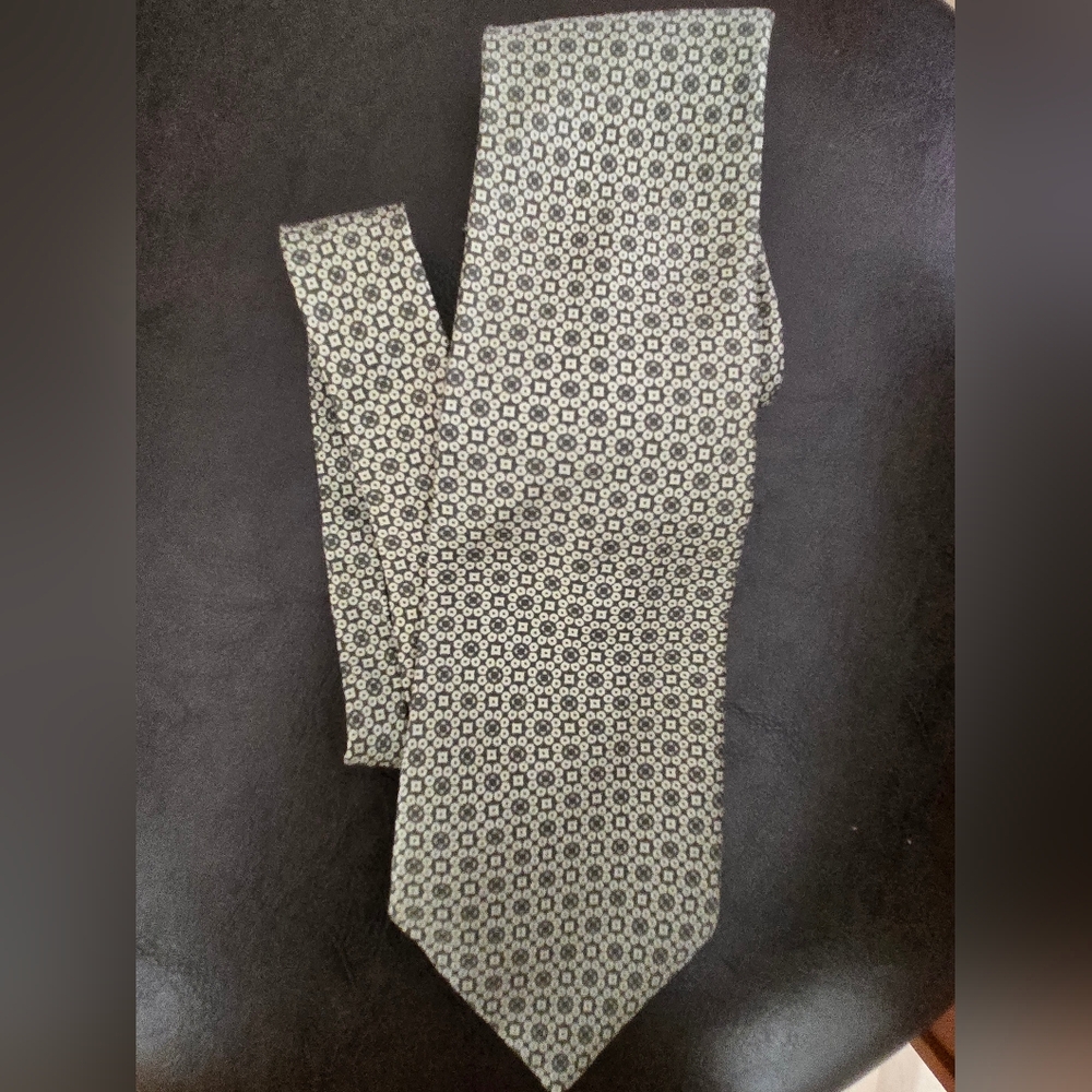 Fendi, Green and White, Silk Tie